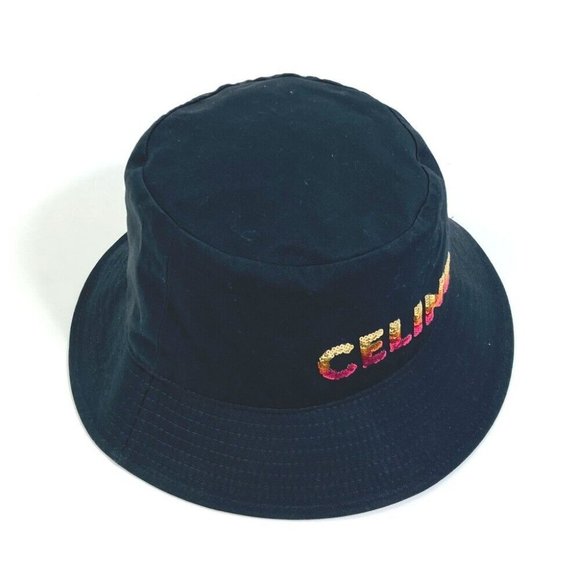CELINE 2AUO1968P Embroidered gradient sequin hat Bucket hat Black - Picture 8 of 13